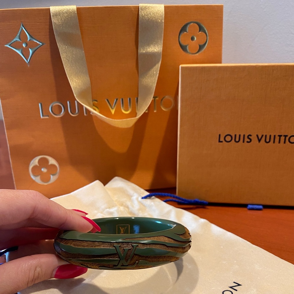 Louis Vuitton Green Lacquer/Wood Zemonogram Bangle Bracelet
